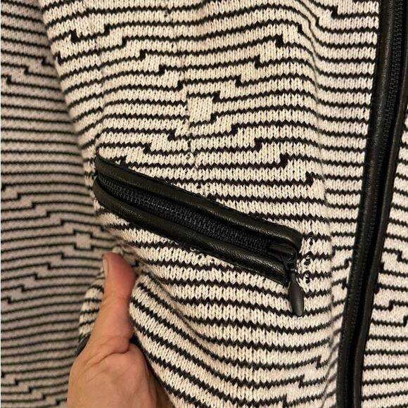 Margareth Oleary Women's Tricot Leather Trim Cardigan - Picture 3 of 8